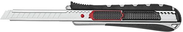 WEDO Cutter 2-in-1, Klinge: 9 mm, schwarz/rot automatischer Klingenrückzug, Rasterautomatik, ergonomisch - 1 Stück (787009)
