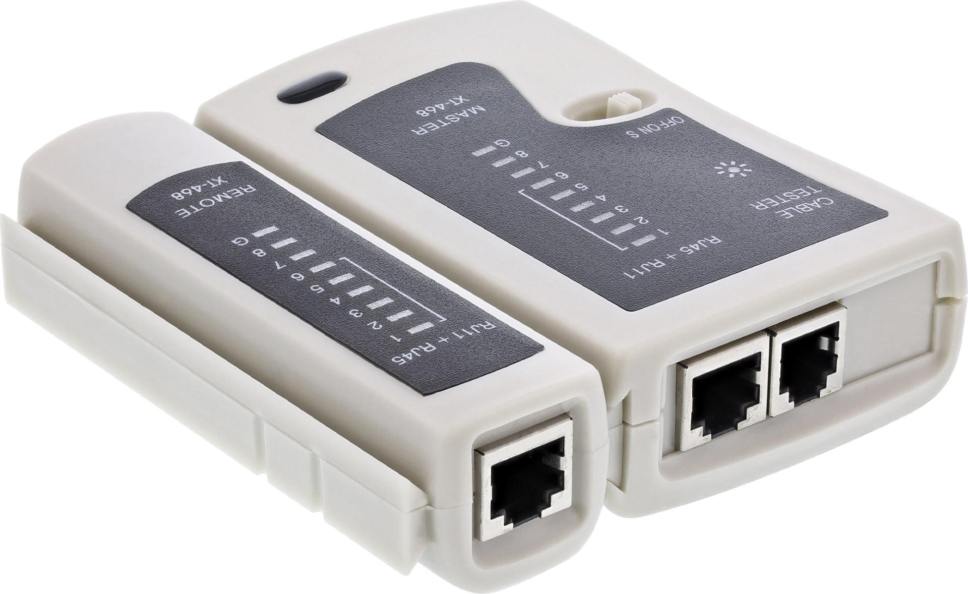 InLine 79998A Netzwerktester-Set für RJ45 und RJ11 mit 9 LED