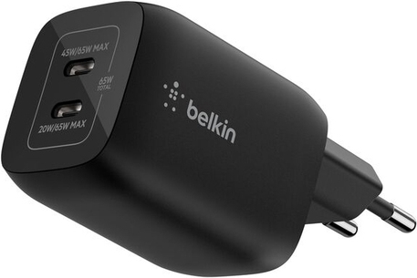 Belkin Gaming Dual USB-C Ladegerät , 65 Watt, GaN, schwarz (ENA007KQBK)