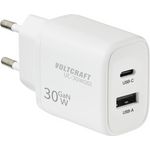 VOLTCRAFT UC-30W001 USB Ladegerät 30 W 1x USB-A, 1x USB-C® Fast Charge, USB PD 3.0 Weiß GaN (VC-17942310)