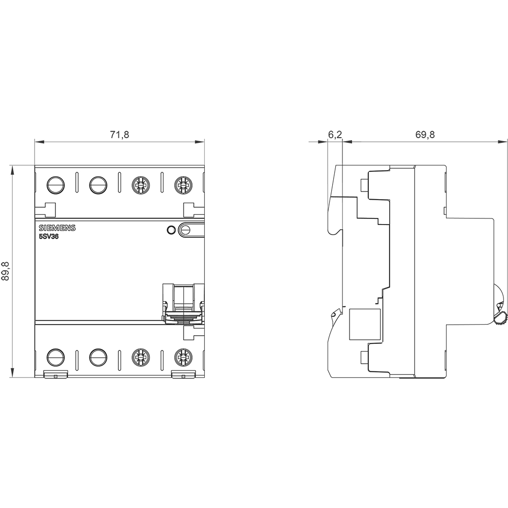 Siemens FI-Schutzschalter Typ B 25A 30mA 1+N-polig 230V 4TE kurzzeitverzögert