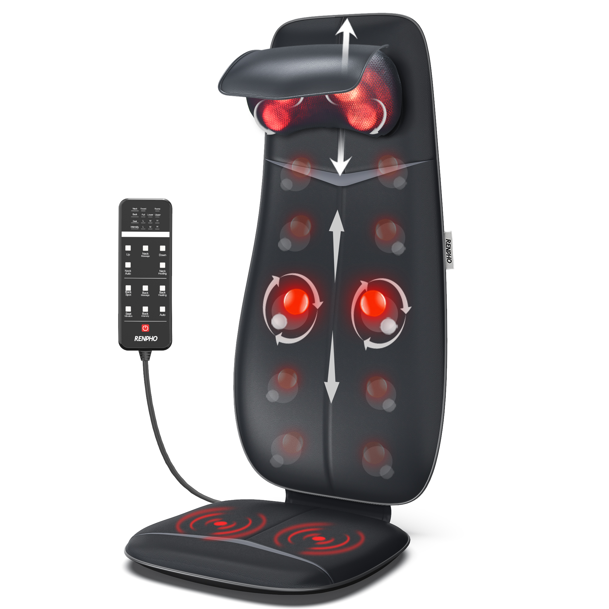 Renpho PEU-RF-BM076-BK Nacken und Rücken Massageauflage Schwarz