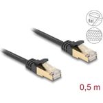 Delock RJ45 Flachband Netzwerkkabel mit Geflechtmantel Cat.6A S/FTP Stecker zu Stecker 0,5 m schwarz (80324)