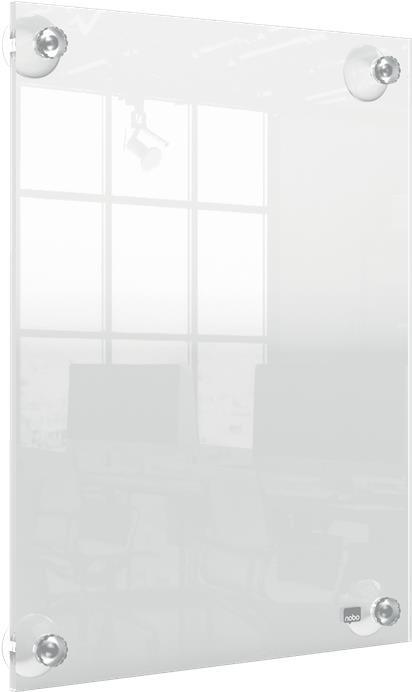 nobo Acryl-Plakatrahmen Premium Plus, DIN A4, glasklar flexible Montage durch 4 Saugnapfhalterungen, 2 rahmenlose - 1 Stück (1915600)