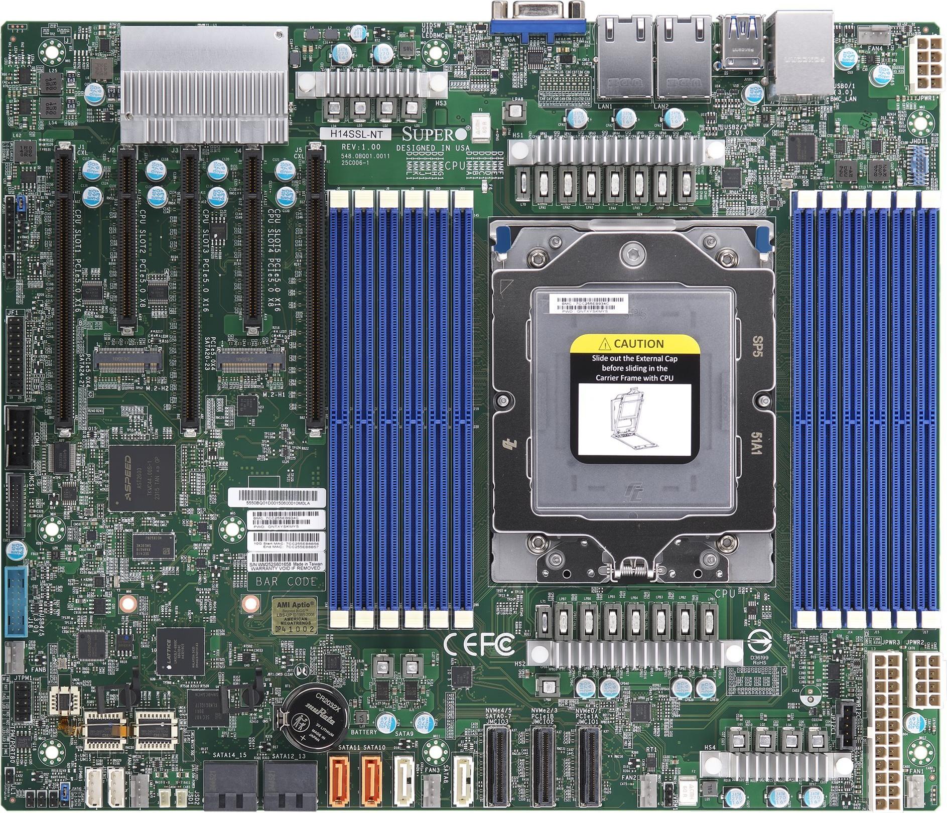 Supermicro H14SSL-NT-B Server-Mainboard ATX Socket SP5 DDR5 bis 3 TB 2x 10GbE Bulk (MBD-H14SSL-NT-B)