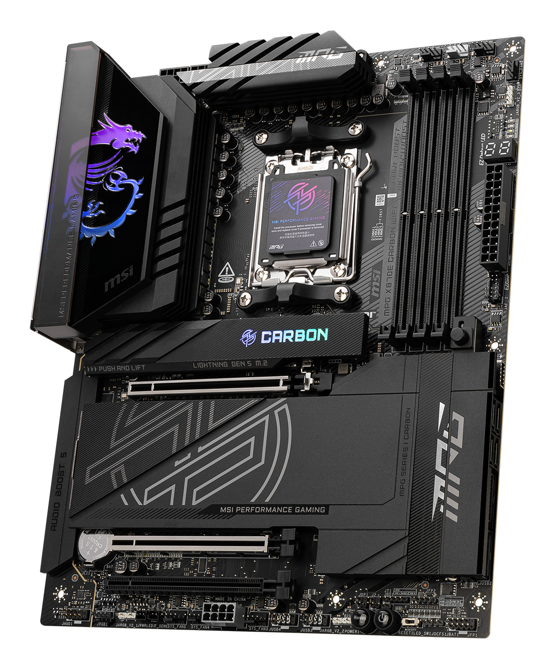 MSI MPG X870E Carbon WiFi Mainboard AMD X870E AM5 ATX DDR5 Schwarz