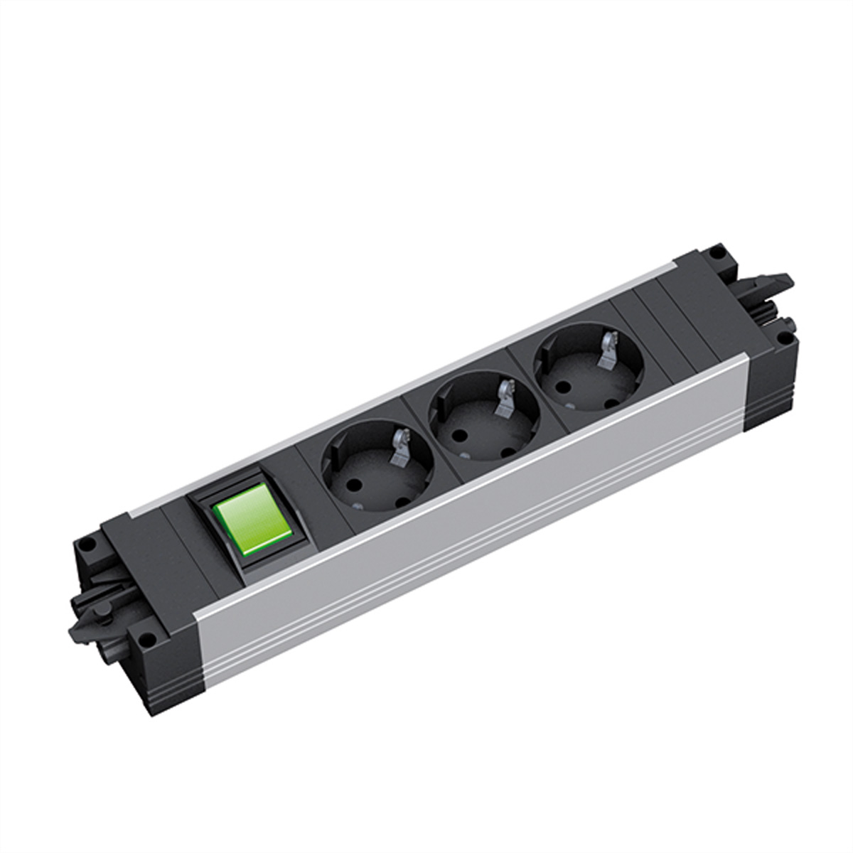 Bachmann STEP ALU Steckdosenleiste mit Schalter Schwarz