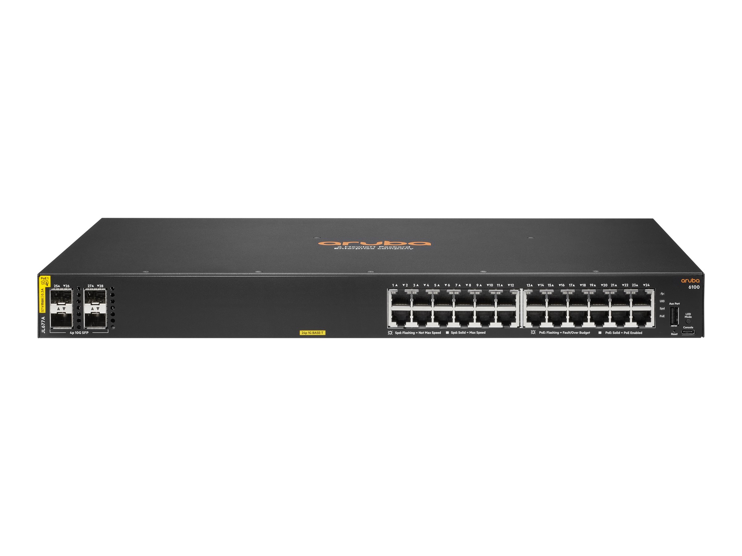 HPE Aruba CX 6100 24G Class4 PoE 4SFP+ Managed Switch Schwarz
