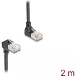 Delock RJ45 Netzwerkkabel Cat.6A S/FTP Slim 90° oben / unten gewinkelt 2 m schwarz (80294)