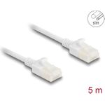 Delock RJ45 Netzwerkkabel Cat.6A Stecker zu Stecker mit robuster Rastnase Industrietauglich U/UTP Slim 5 m weiß (80362)