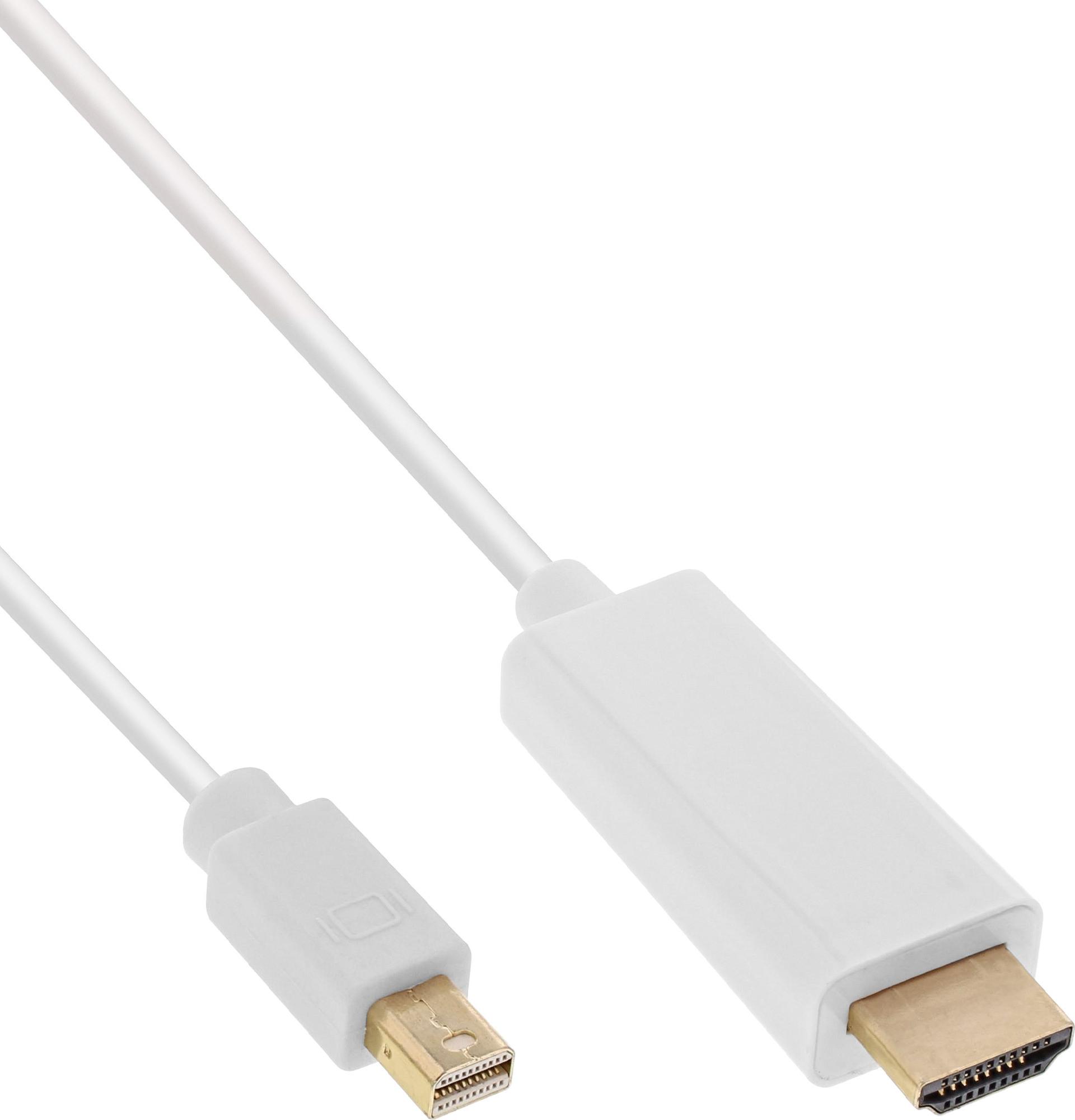 InLine Mini DisplayPort zu HDMI Konverter Kabel 3 m 4K2K mit Audio Weiß