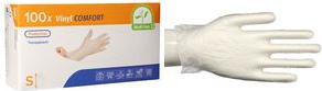 MediInn Vinyl-Handschuh “Comfort” M, puderfrei, transparent medizinische Qualität, für die Reinigung anwendbar, nur