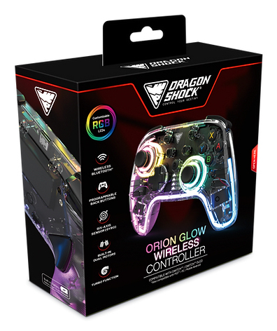 DragonShock Orion Glow Kabelloser Bluetooth Gamepad mit RGB-Beleuchtung für Nintendo Switch Schwarz