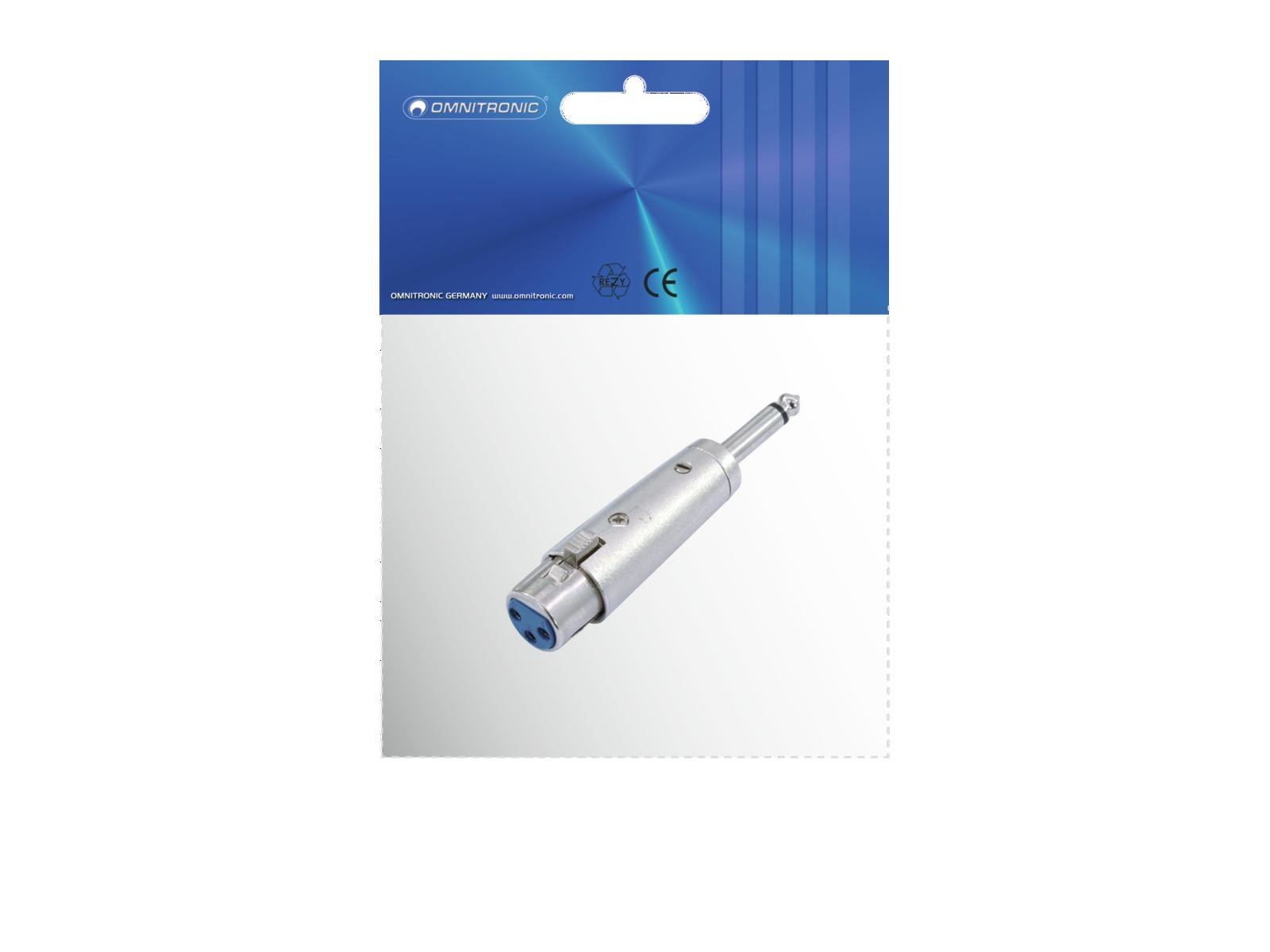 Omnitronic 30226400 XLR-Kabeladapter 3-polige XLR-Buchse auf 6,3 mm Klinke Mono Silber