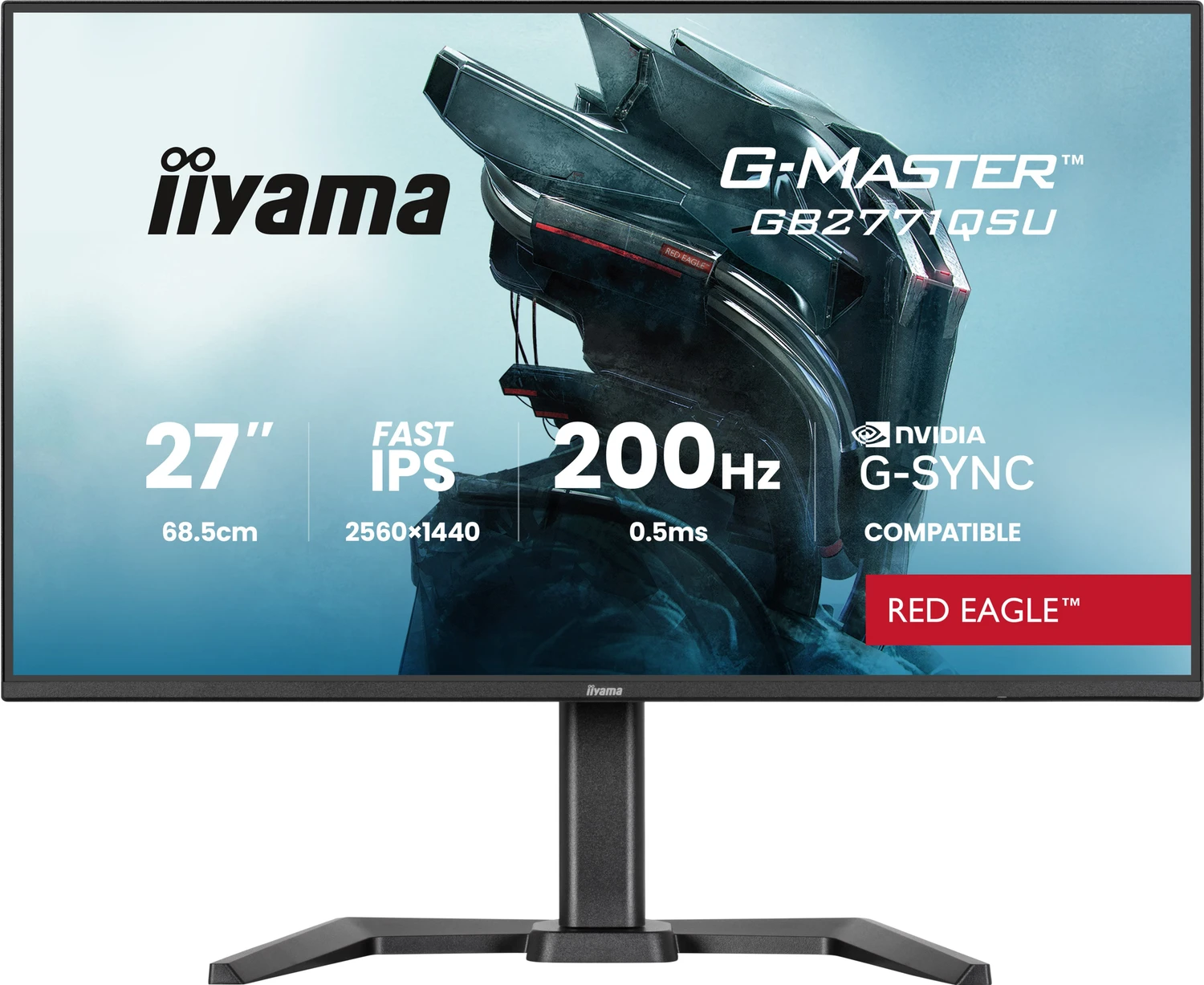 Iiyama G-Master GB2771QSU-B1 Red Eagle Gaming-Monitor 68.6 cm (27"), schwarz (matt), QHD, Fast-IPS, HDMI, DP, G-Sync komp., USB-Hub, 200Hz Panel (GB2771QSU-B1) (B-Ware)