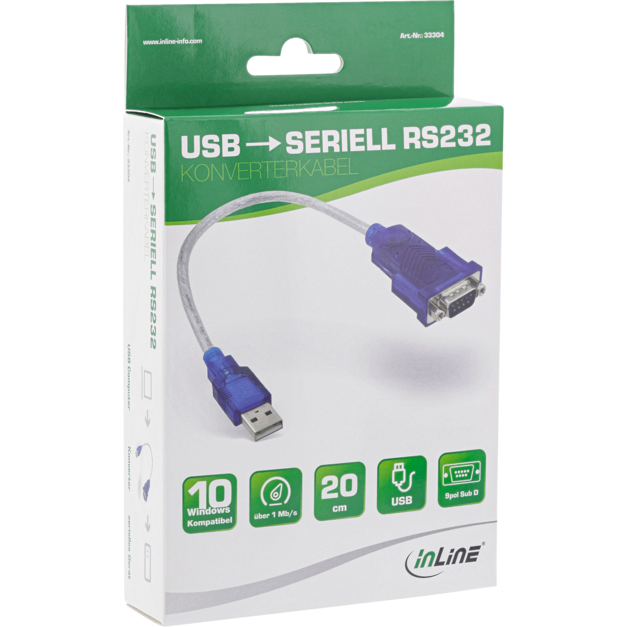 InLine USB->Serial Converter 0,2 m Blau