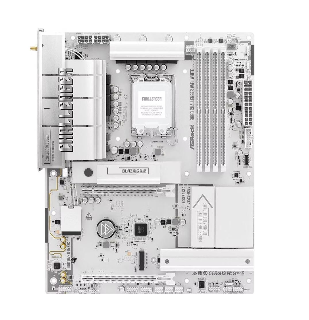 ASRock B860 Challenger WiFi White Mainboard LGA1851 ATX DDR5 bis 256GB WiFi 7 2.5G LAN