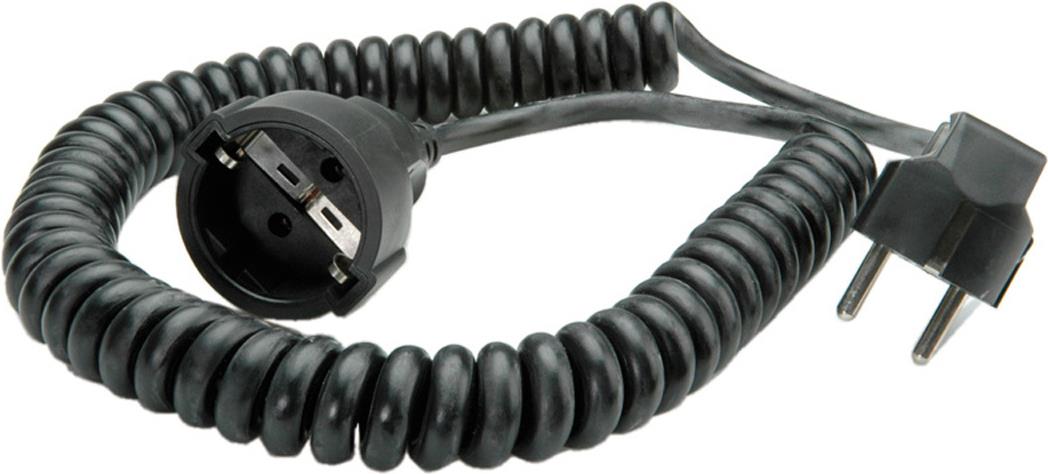 BACHMANN Wendelleitung 0,5m-2m schwarz H05VV-F 3G1,5mm² CEE7/7 (BM0010705)