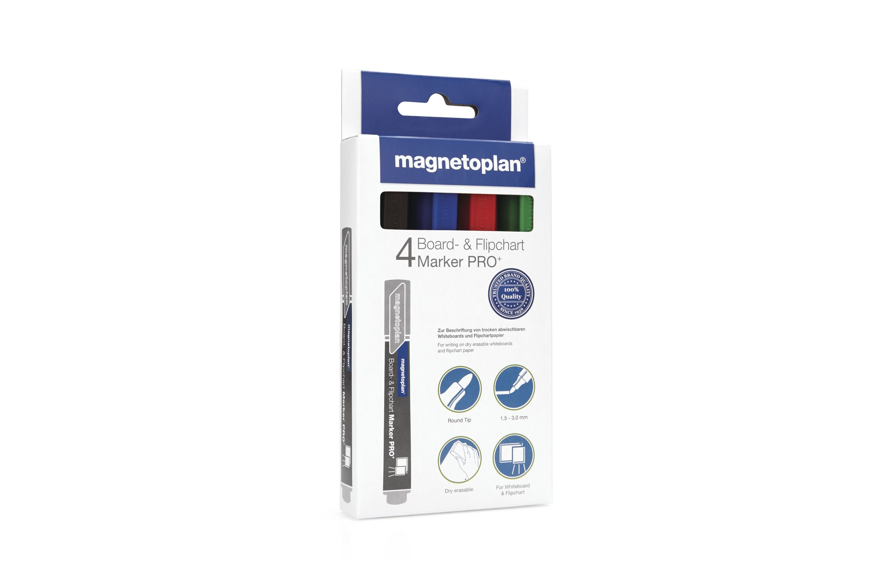 Magnetoplan Pro+ 12281 Flipchartmarker 4er-Set Schwarz Blau Grün Rot