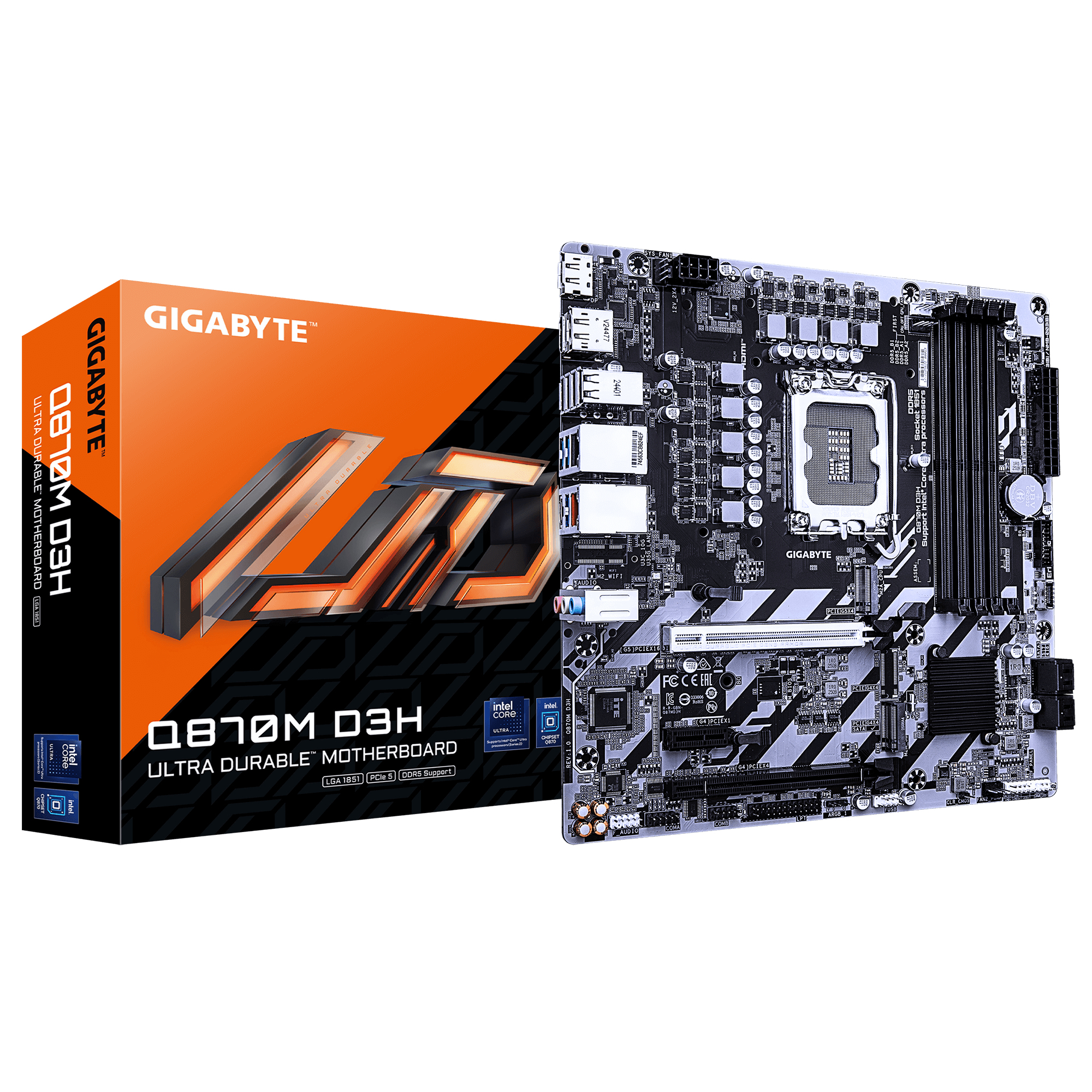 GIGABYTE Q870M D3H Mainboard Micro ATX LGA1851 Intel Q870 Dark brown
