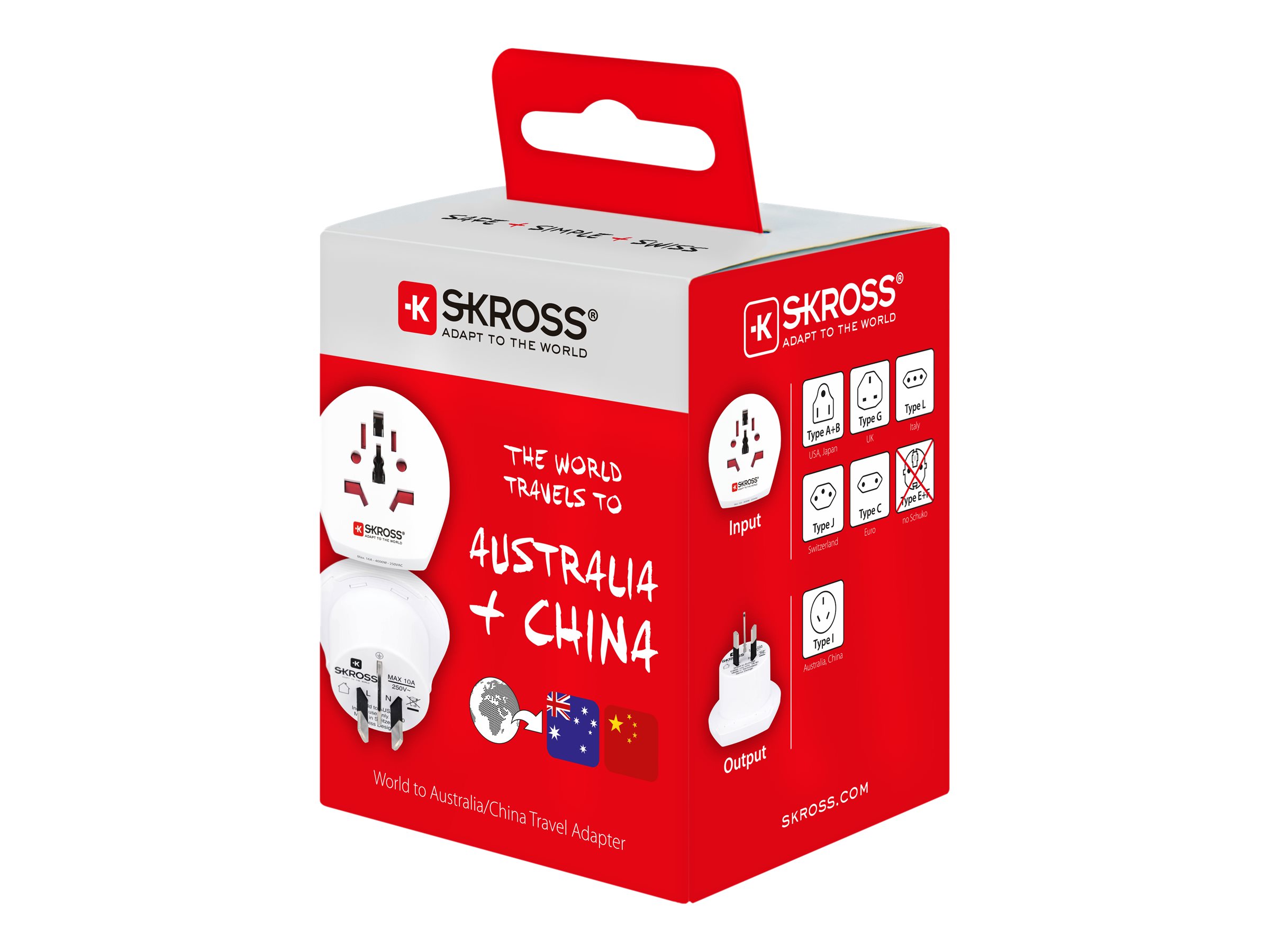 SKROSS Country Travel Adapter World to Australia/China 100–250 V 10 A Weiß