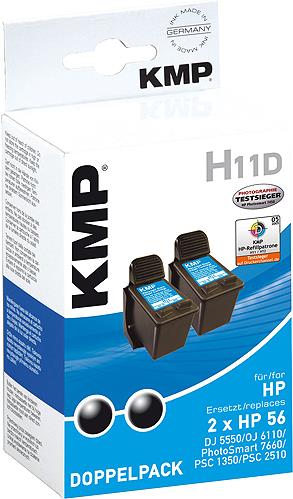 KMP wiederbefüllte hp-Tintenpatrone C6656AE, schwarz (0995,4021)