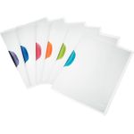 LEITZ Klemmhefter ColorClip Magic, DIN A4, PP, sortiert transluzenter Clip, Vorderdeckel vollständig aufklappbar, - 6 Stück (4174-00-99)