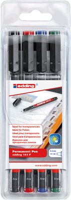 Edding 141 F Permanent-Marker Feine Spitze Schwarz (4-141-4)