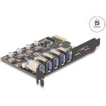 Delock USB 5 Gbps PCI Express x1 Karte zu 5 x extern Typ-A+ 2 Type-C (90346)