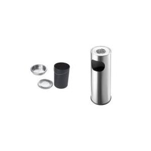 helit Standascher, rund, silber, Durchmesser: 340 mm Höhe: 490 mm, aus Edelstahl, mit Abfallbehälter, Einwurf- (H2516000)