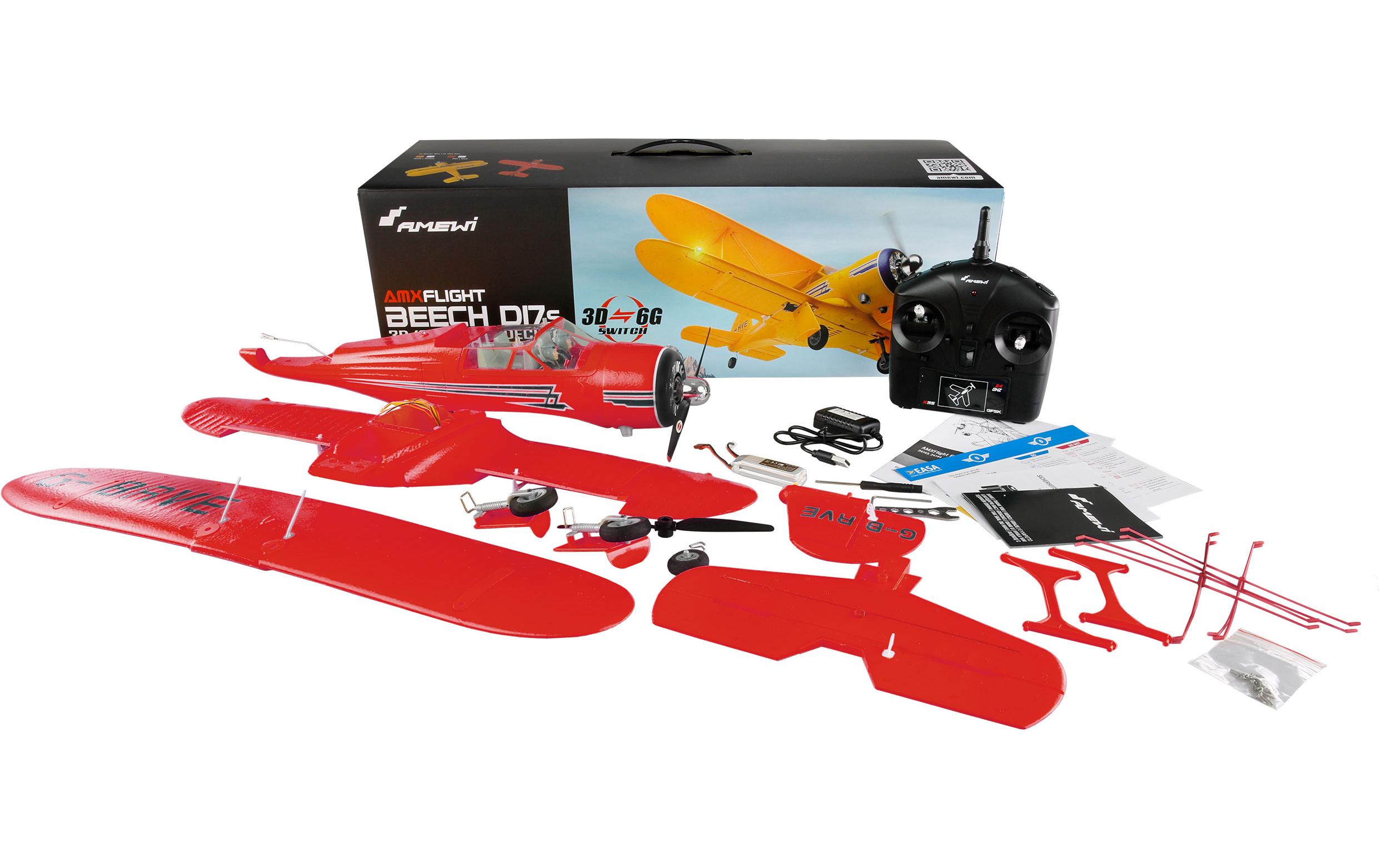 Amewi AMXflight Beech D17s 3D 6G RTF Rot
