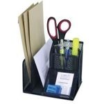 WEDO Multiköcher Office, 4 Fächer, aus Drathmetall, schwarz aus pulverbeschichtetem Drahtmetall, mit Schrägablage für (65 501)