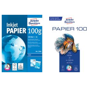 AVERY Zweckform Inkjet-Papier, DIN A4, 100 g/qm, hochweiß blanko, Bright Whit...