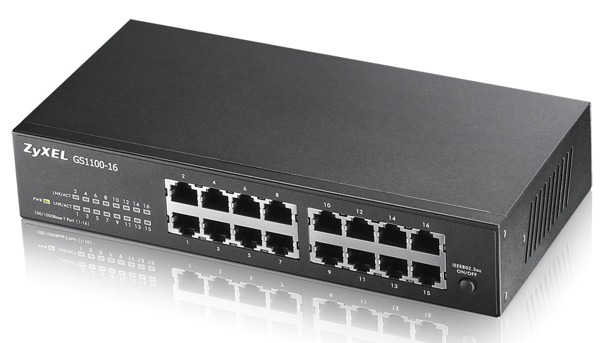 Zyxel GS1100 GS-1100-16 V3 Unmanaged Switch 16 Ports Gigabit Ethernet Schwarz
