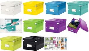 LEITZ Ablagebox Click & Store WOW, DIN A5, grün Hartpappe mit PP-Folie, Aufbau mittels Druckknöpfen, - 1 Stück (6043-00-54)