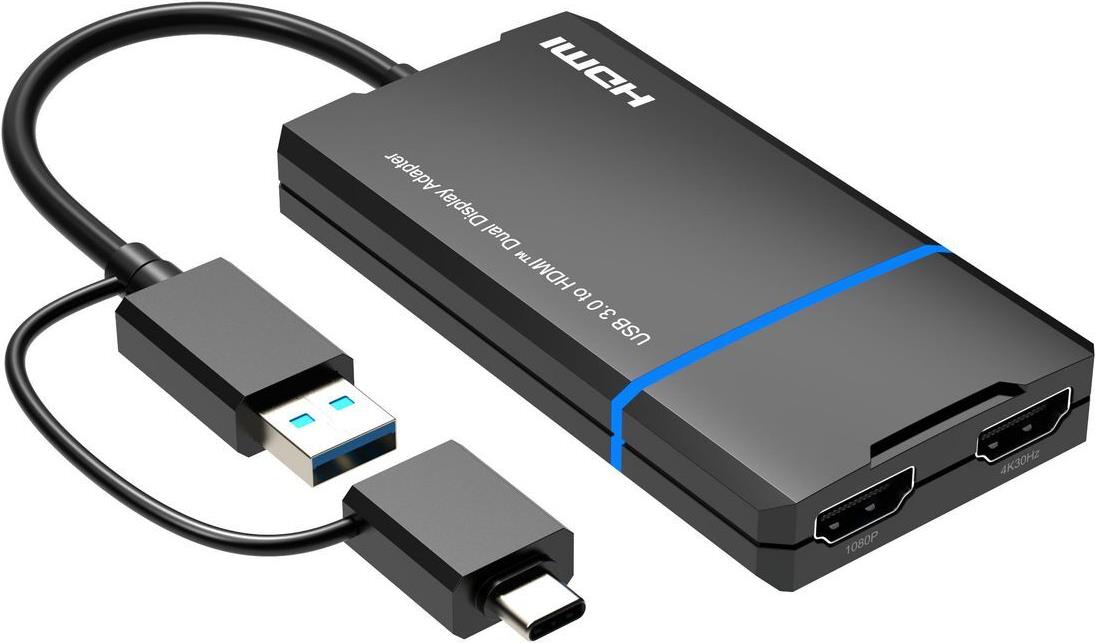 MicroConnect USB-C or USB A 2in1 to HDMI 2x splitter with one click - Digital/Daten (MC-USB3.1CHDMIX2-2IN1)