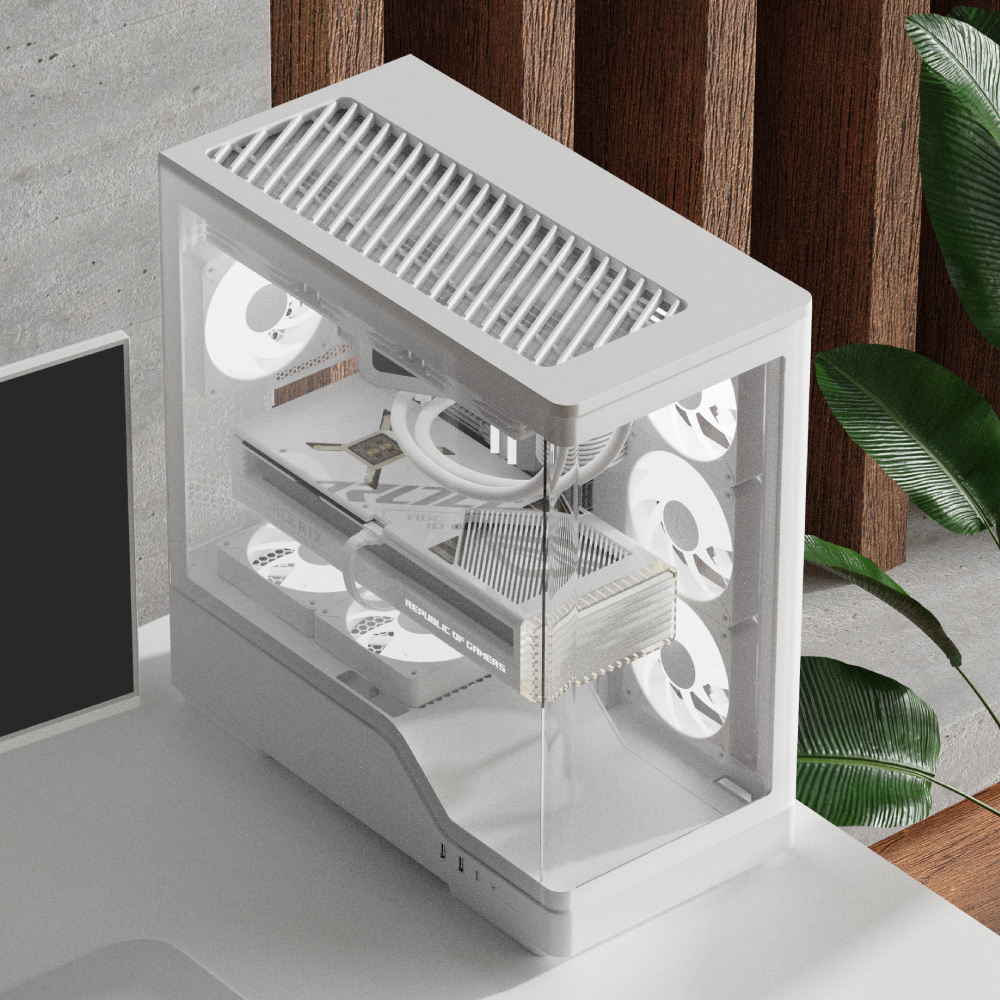 Aerocool P500A-WT Midi Tower ATX Gehärtetes Glas USB Typ-C Weiß