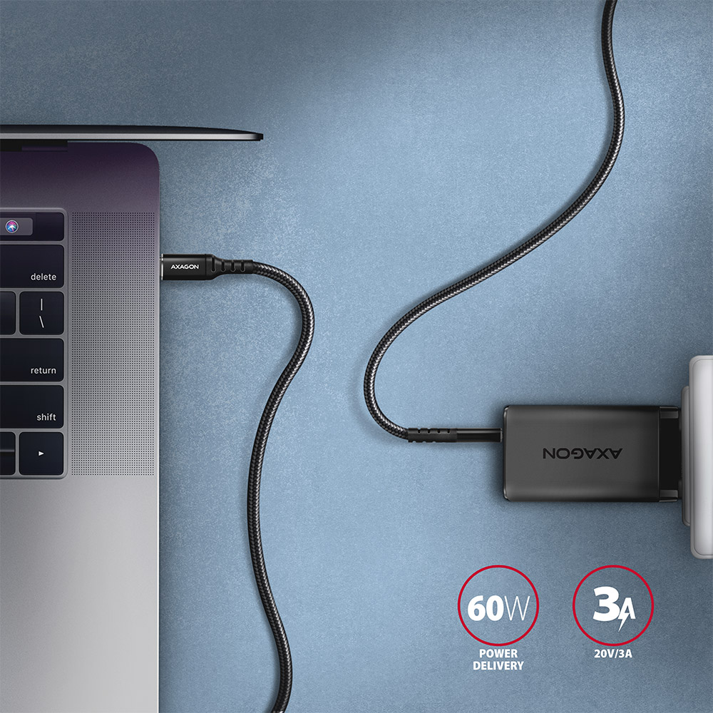 AXAGON BUCM-CM30AB USB Typ-C-Kabel 3 m PD 60W Schwarz