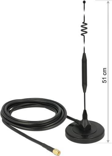 Delock LTE Antenne SMA Stecker 6 dBi starr omnidirektional mit magnetischem Standfuß und Anschlusskabel RG-58 3 m outdoor schwarz (12429)