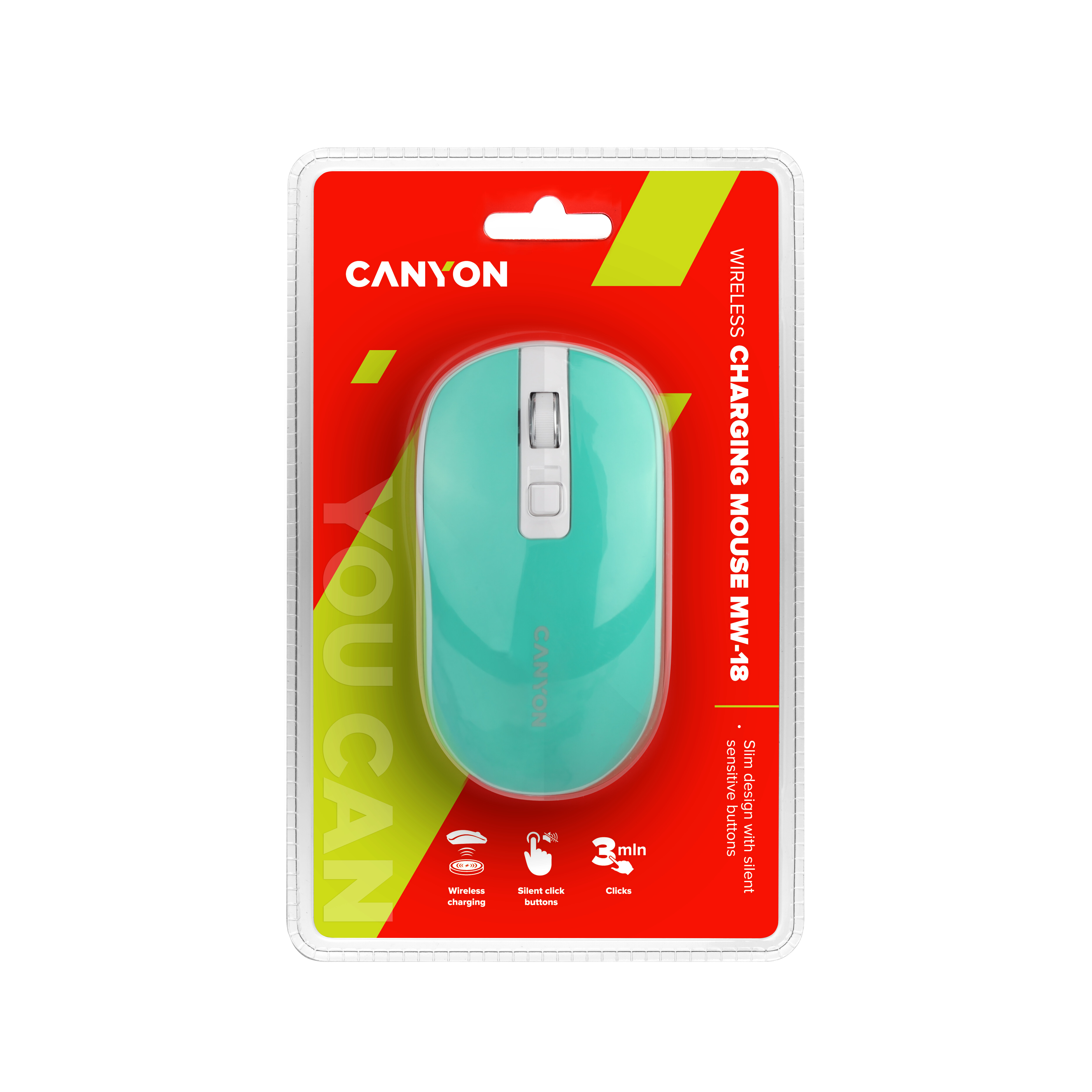 Canyon CNS-CMSW18A Kabellose Maus Beidhändig Optisch 1600 DPI Grün, Weiß