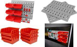 BRÜDER MANNESMANN Werkzeug- & Kleinteile-Aufbewahrung für die Wandmontage, aus Kunststoff, 32-teilig, - 1 Stück (M41560)