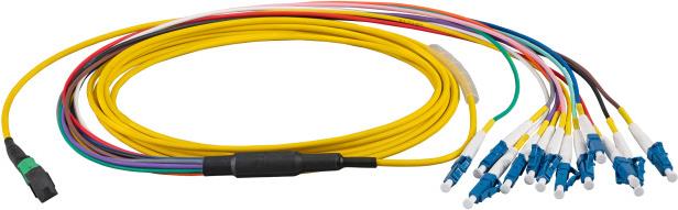 EFB Elektronik MTP®-F/LC 12-Fasermatrix Patchkabel OS2,LSZH gelb, 10m, Anwendung: Geeignet für Übertragungsstrecken bis 100 GigabitAufbau: 1 Mehrfaserstecker MTP® auf einer Seite,6 LC-Duplex Stecker auf der anderen SeiteLowLoss (MTPF12LCOS2-10)