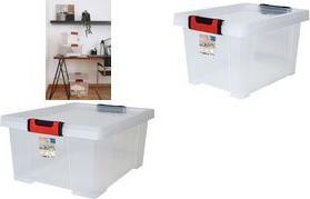 EDA Aufbewahrungsbox CLiPSTOCK, 5 Liter, PP, transparent mit Deckel, Soft-Touch Griffe in schwarz/rot, sehr robust, - 1 Stück (010446)