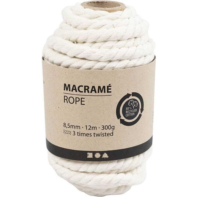 Creativ Company 977565 Makramee Weiß 12 m 8,5 mm