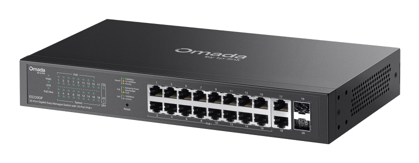 TP-Link Omada ES220GP 20-Port Gigabit Managed PoE+ Switch Schwarz