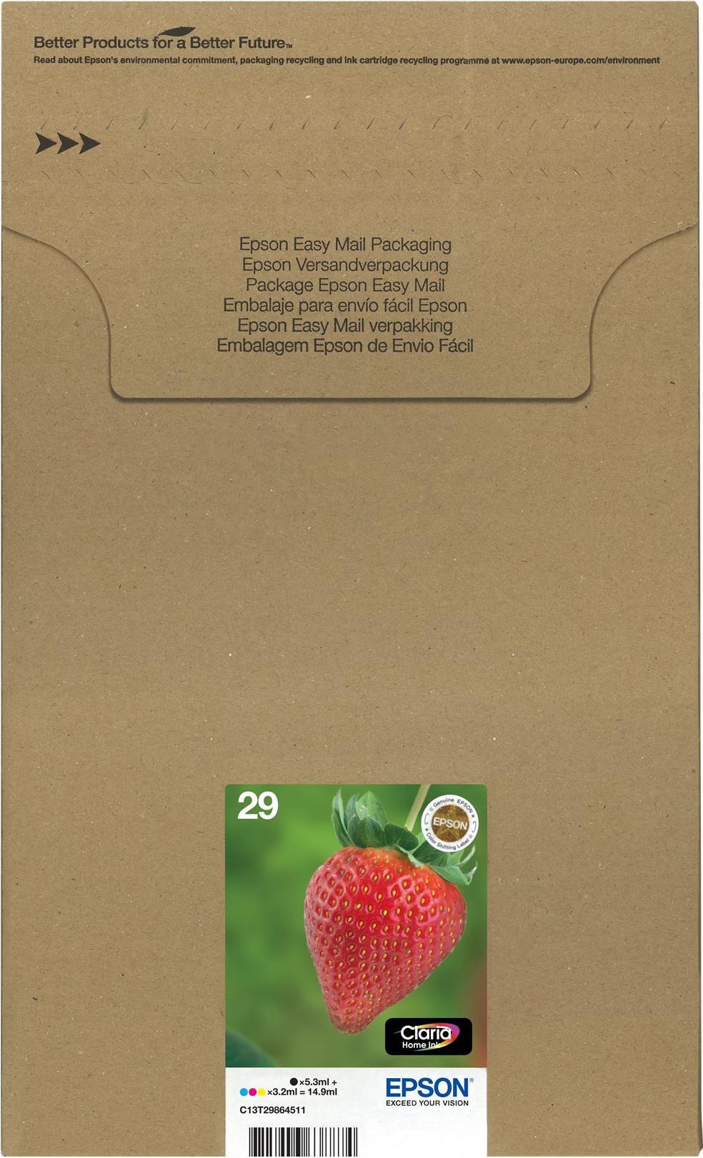 Epson Multipack 29 EasyMail 4er-Pack Cyan, C13T29864511 Gelb, Magenta Schwarz