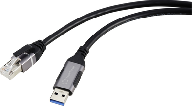 Renkforce USB, Netzwerk Adapterkabel [1x USB 3.2 Gen 1 Stecker A (USB 3.0) - 1x RJ45-Stecker] 3.00 m Aluminium-Stecker (RF-6055788)