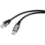 Renkforce USB, Netzwerk Adapterkabel [1x USB 3.2 Gen 1 Stecker A (USB 3.0) - 1x RJ45-Stecker] 3.00 m Aluminium-Stecker (RF-6055788)