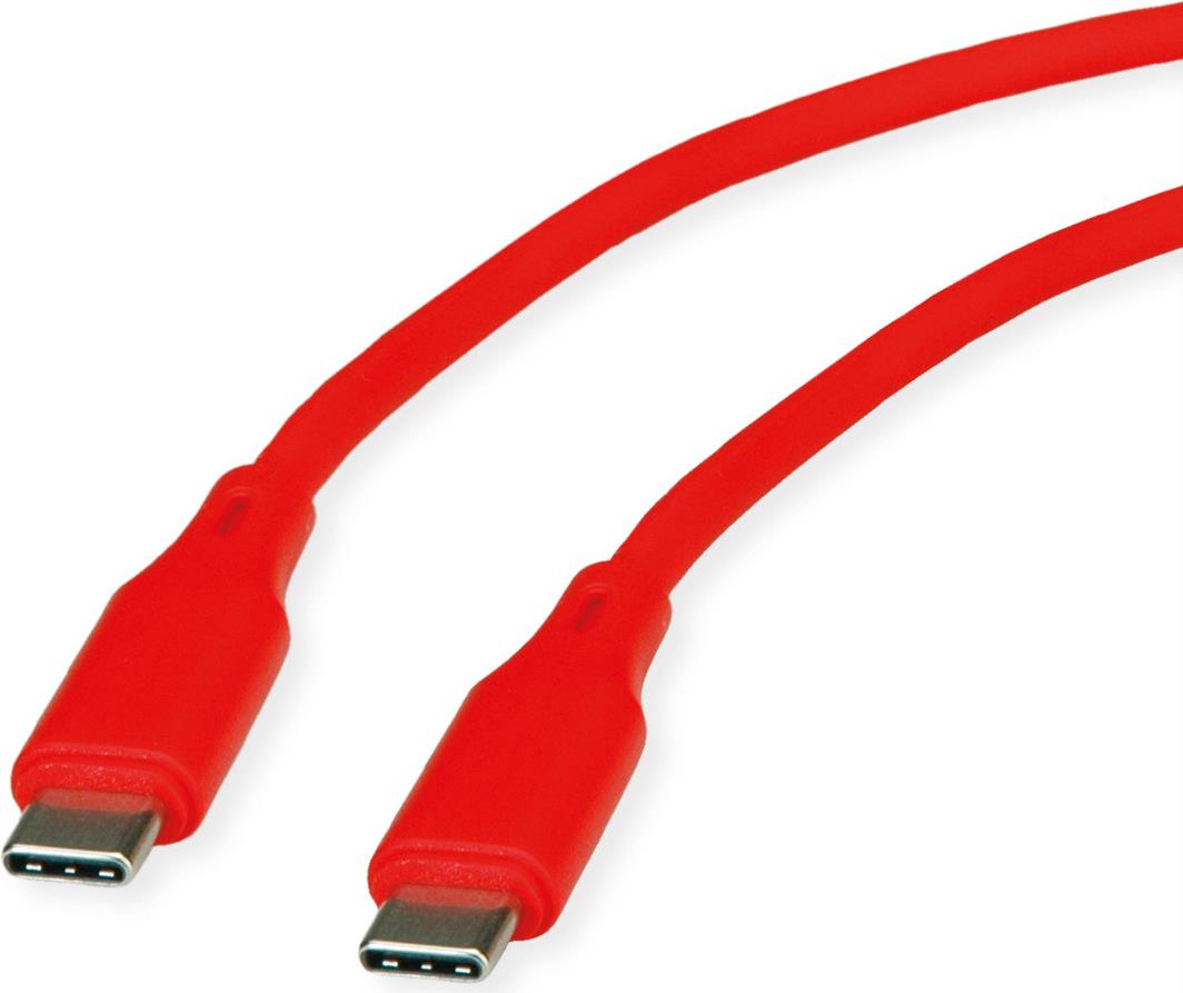 ROLINE USB 2.0 Kabel C-C ST/ST Silikon 60W 1m Rot (11.02.9121)