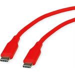 ROLINE USB 2.0 Kabel C-C ST/ST Silikon 60W 1m Rot (11.02.9121)